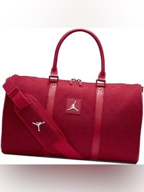 Jordan Red Monogram Travel Duffel Bag - Sporty Weekend Bag SS23 NWT